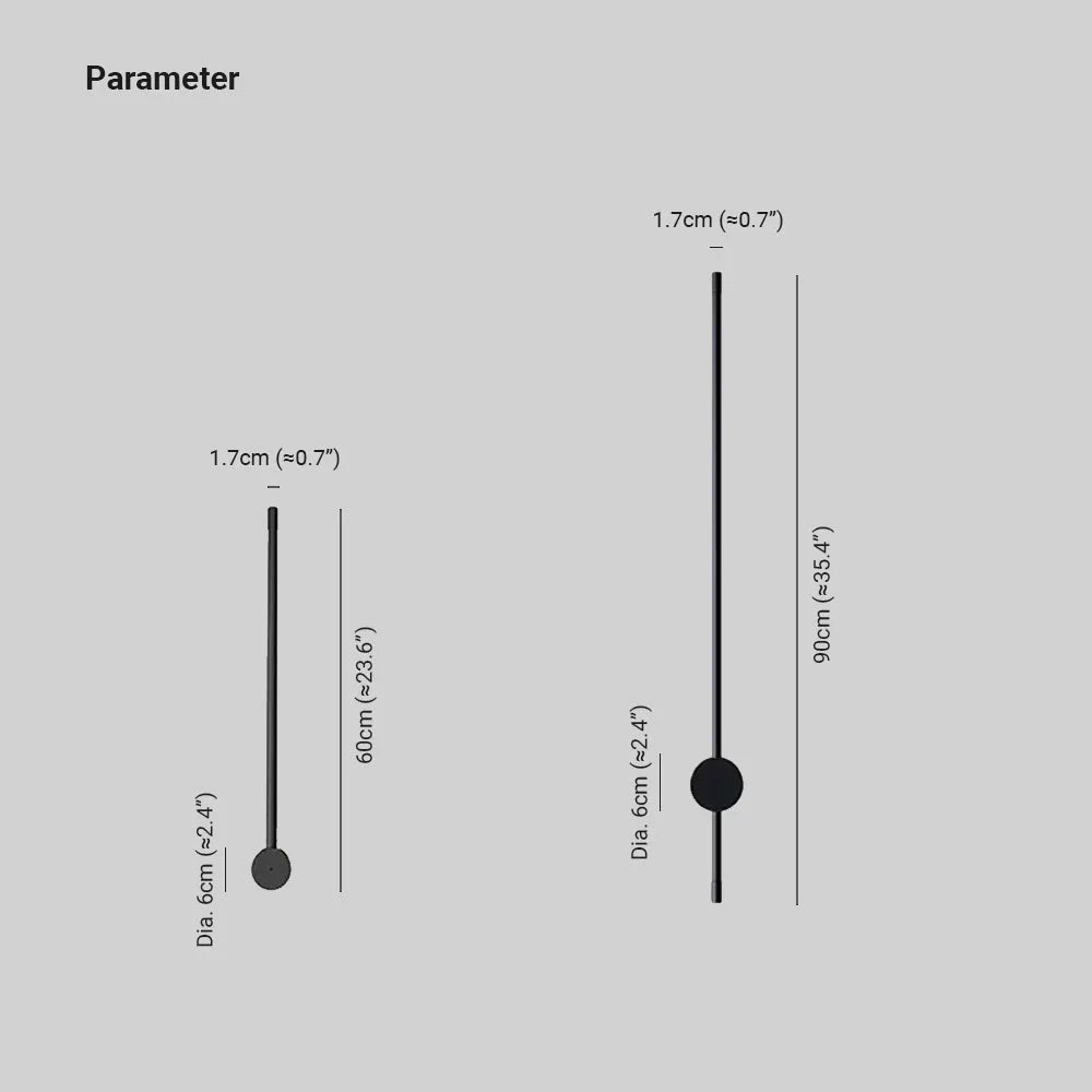 Ravel Minimalist Rotatable Linear Indoor Wall Lamp, Black
