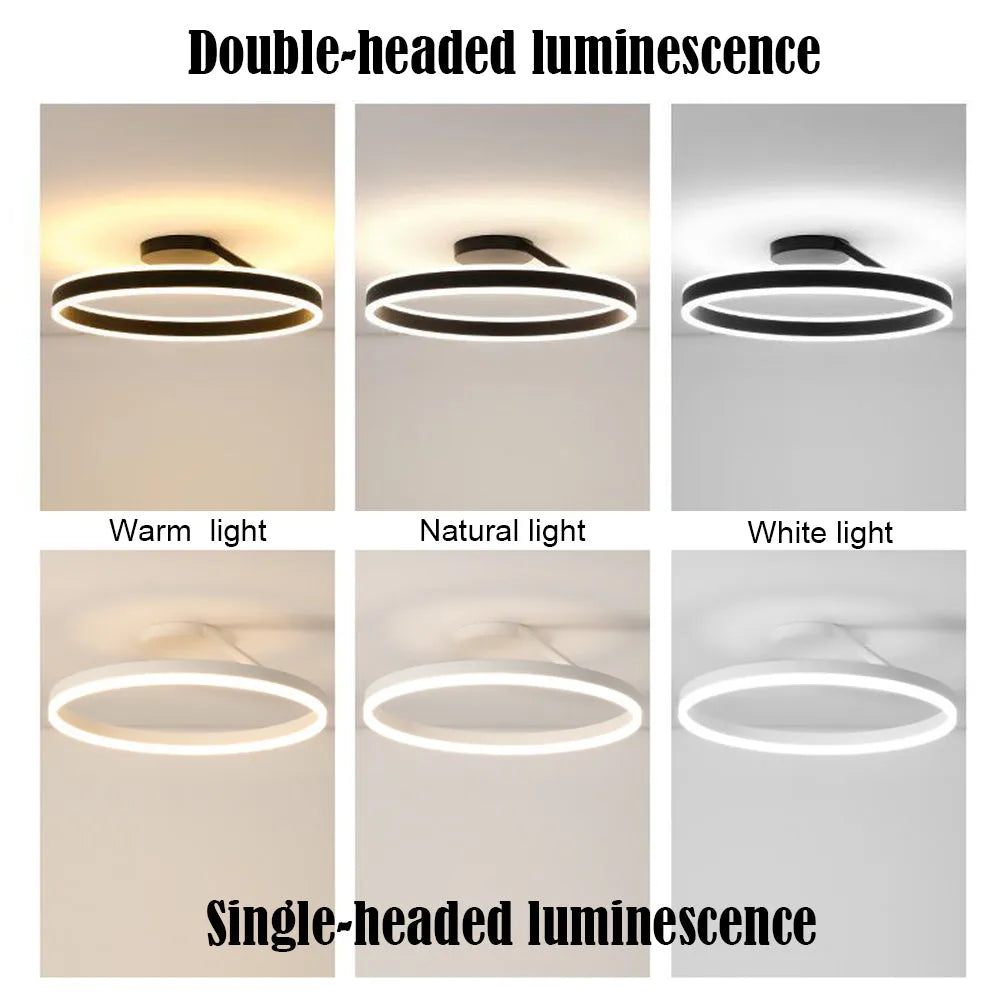 Solinor Modern Circle Flush Mount Ceiling Light, Black & White