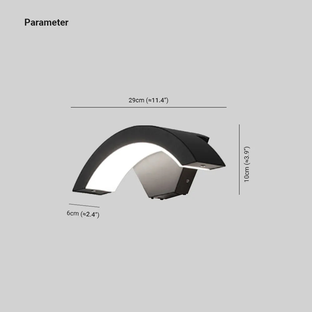 Alvyn Wall Lamp Nordic Arc Waterproof LED Outdoor Black