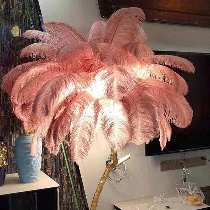 Salenor Nordic Luxury Unique Ostrich Feather Floor Lamp/Table Lamp