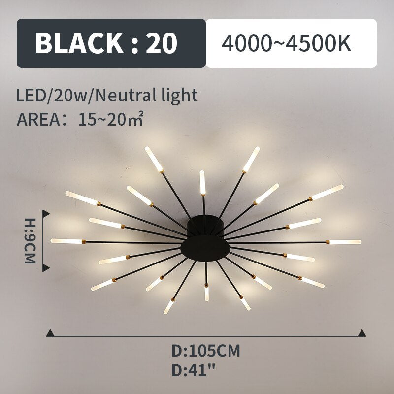 Kovon Flush-Mount Ceiling Light Fireworks, Black/Gold