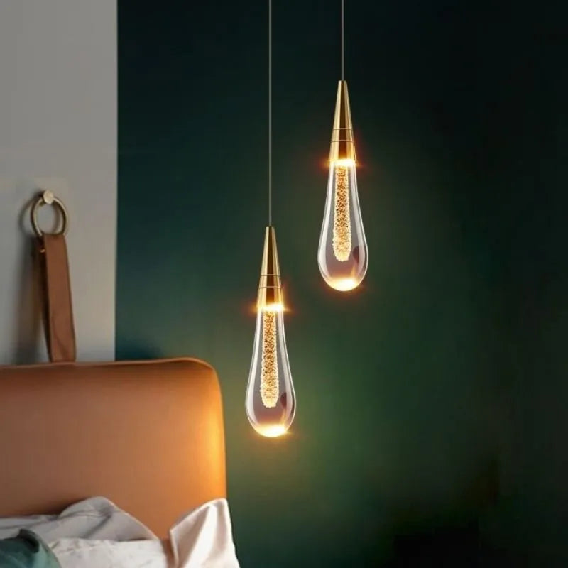 Eloria Pendant Light Crystal Glass Droplet Gold