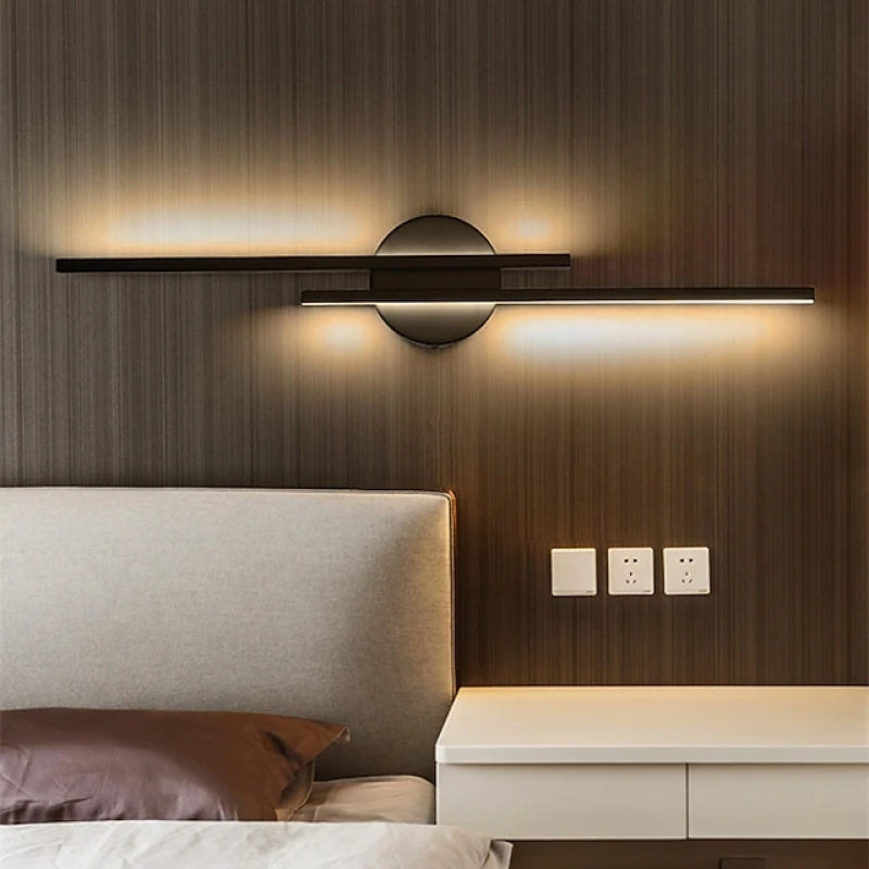 Noviq Modern Nordic Disc/Linear LED Wall Lamp, Black/White