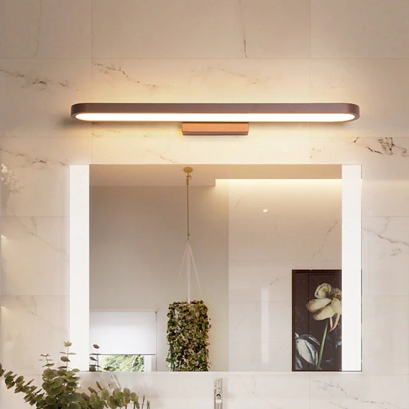 Auril Modern Wall Lamp Mirror Front, Curved, Black/Coffee