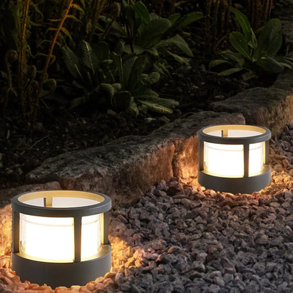 Alvian Outdoor Light Modern Cylindrical Bollard Black