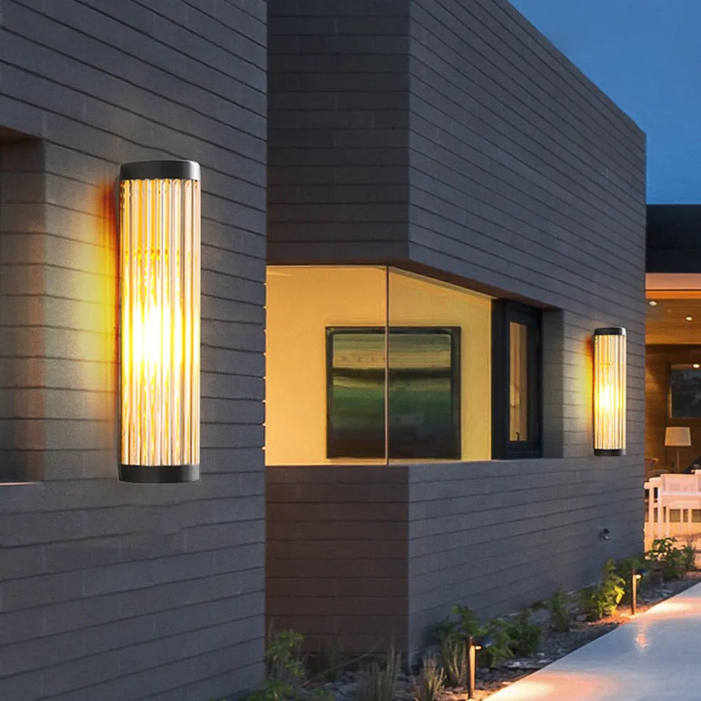Seluno Wall Lamp Modern Semi-Cylindrical Outdoor Black