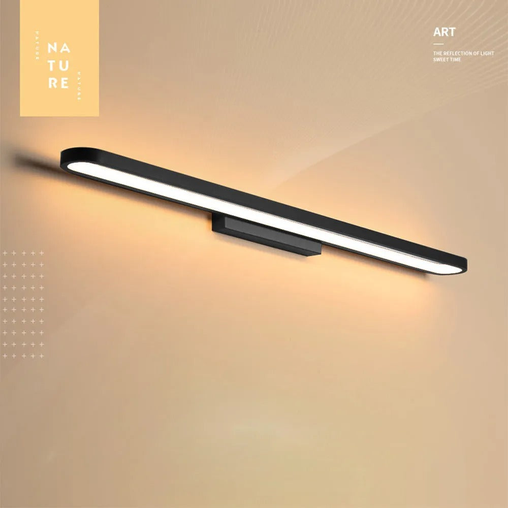 Auril Modern Wall Lamp Mirror Front, Curved, Black/Coffee