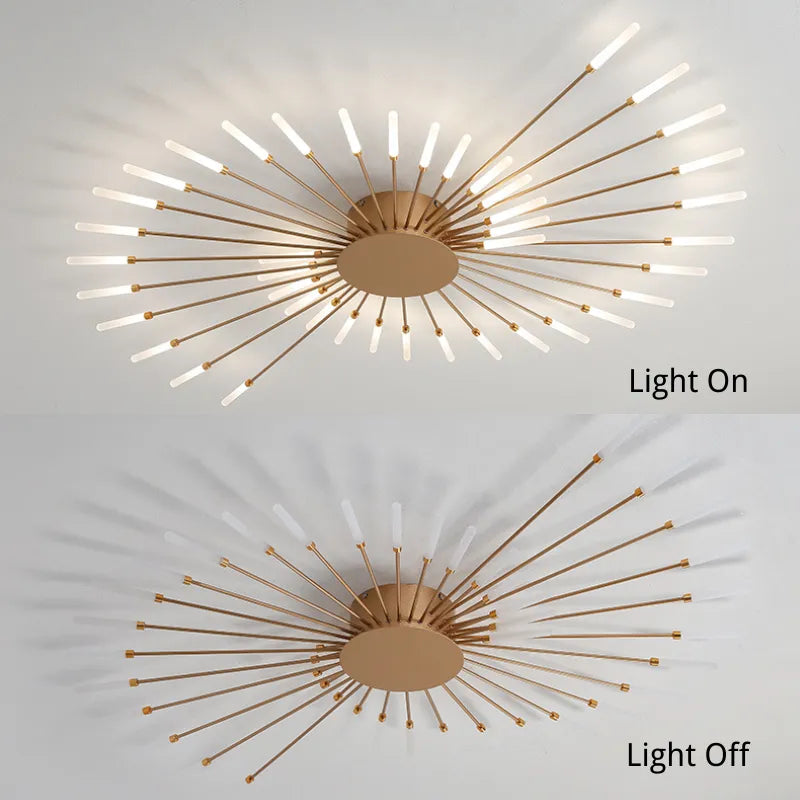 Kovon Flush-Mount Ceiling Light Fireworks, Black/Gold